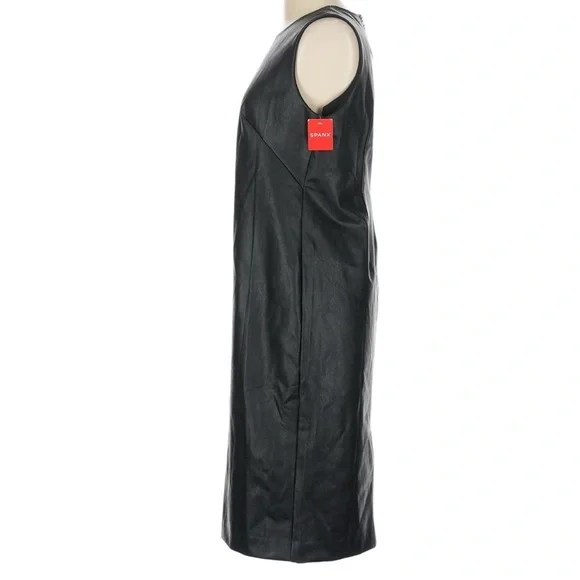 Spanx Leather Like Sleeveless Sheath Dress in Luxe Black Size Large NWT -  threedaughtersproperties.com